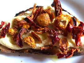 Bruschetta with dehydrated veggies Bruschetta with dehydrated veggies
